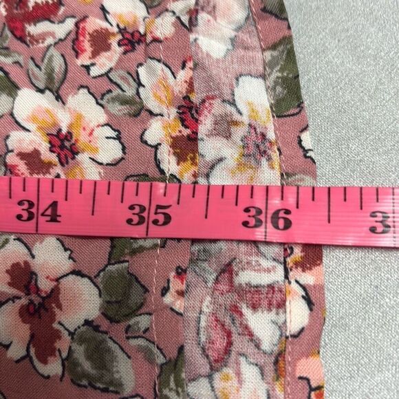 Xhiliration XXL Pink Floral V Neck Romper Keyhole Back Twist Knot Cutout Sleeves - Picture 11 of 12